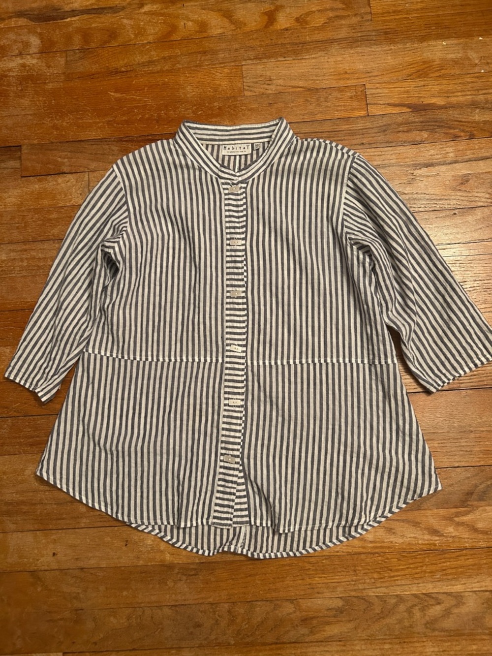 Habitat Clothes to Live In Blue White Stripe Button Front Tunic Top XS
